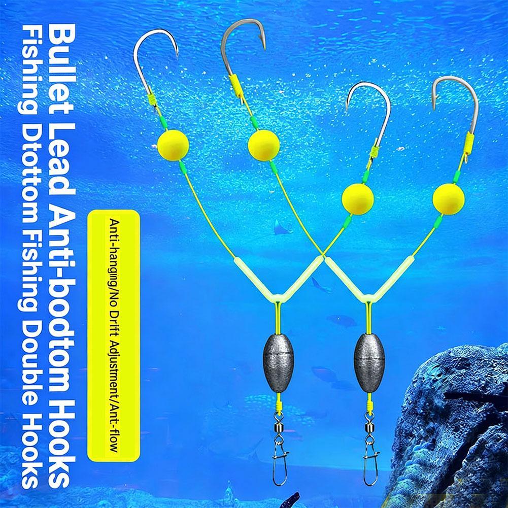 Fishing Hook Weedless - Montatura a doppio amo inverso anti-avvolgimento,