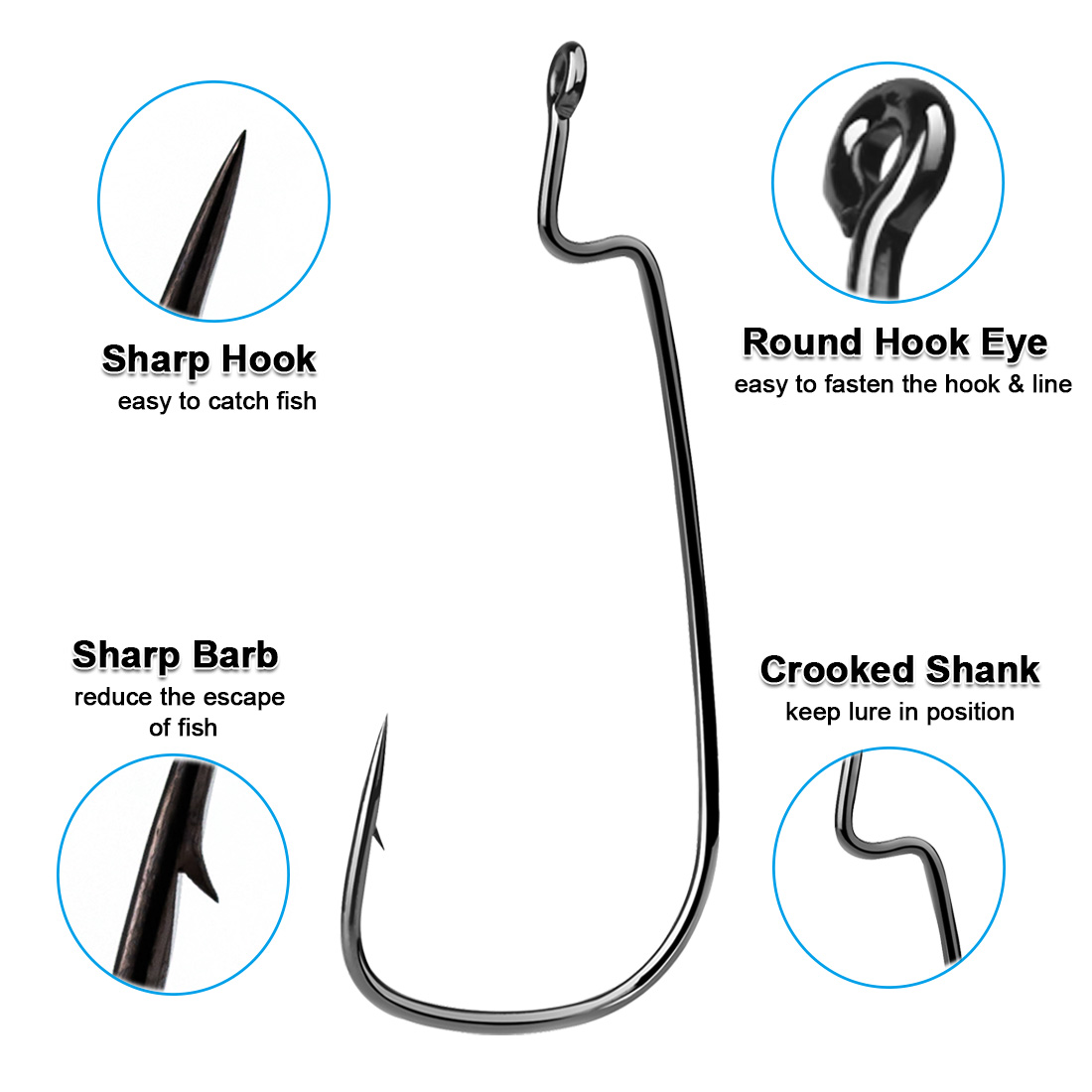 FishTrip 50-100PCS Gancio a vi - Fishing Hook Offset recensione e prezzo